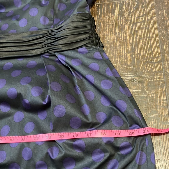 Club Monaco | Purple and Black Polka Dot Midi Dress Sleeveless Crew Neck - Picture 13 of 14